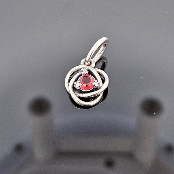 Pandora 925 Sterling Silver January Birthstone Eternity Dangle Charm Red Pendant - Picture 1 of 4